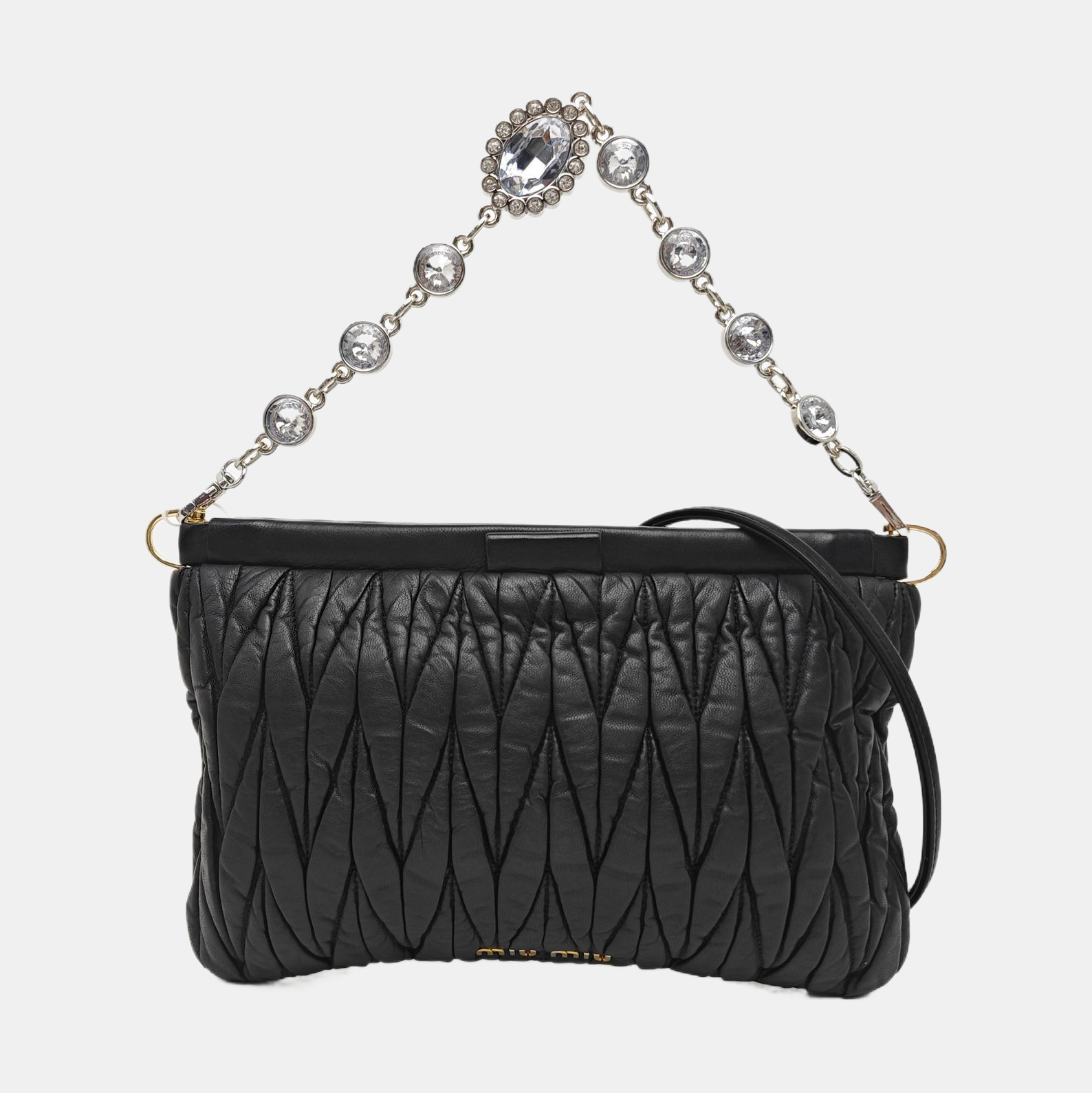 Quilted Lambskin Top Handle Bag Black