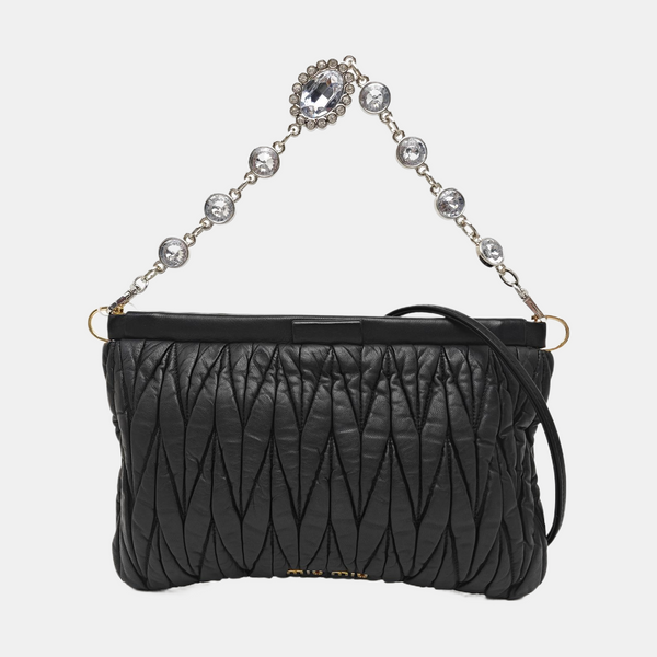 Quilted Lambskin Top Handle Bag Black