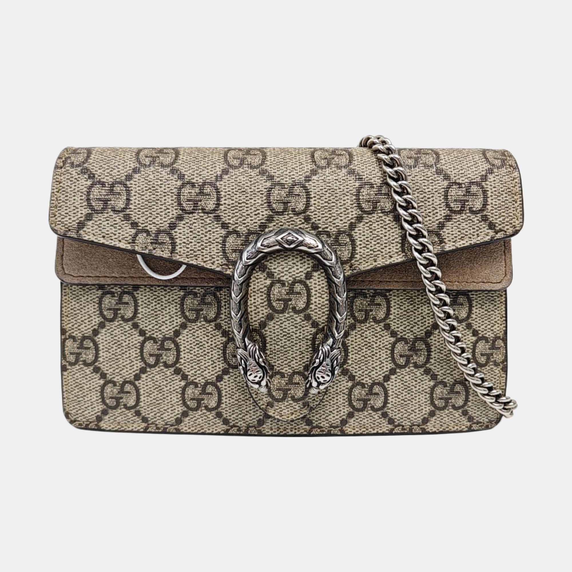 Dionysus Super Mini Monogram Coated Canvas Beige