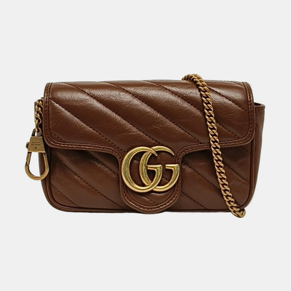 GG Marmont Mini Quilted Calfskin Brown