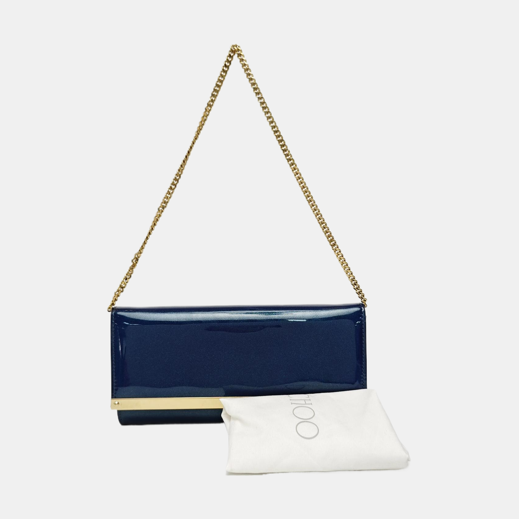 Patent Leather Top Handle Bag Blue