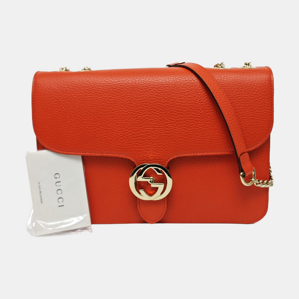 Interlocking G Large Calfskin Orange