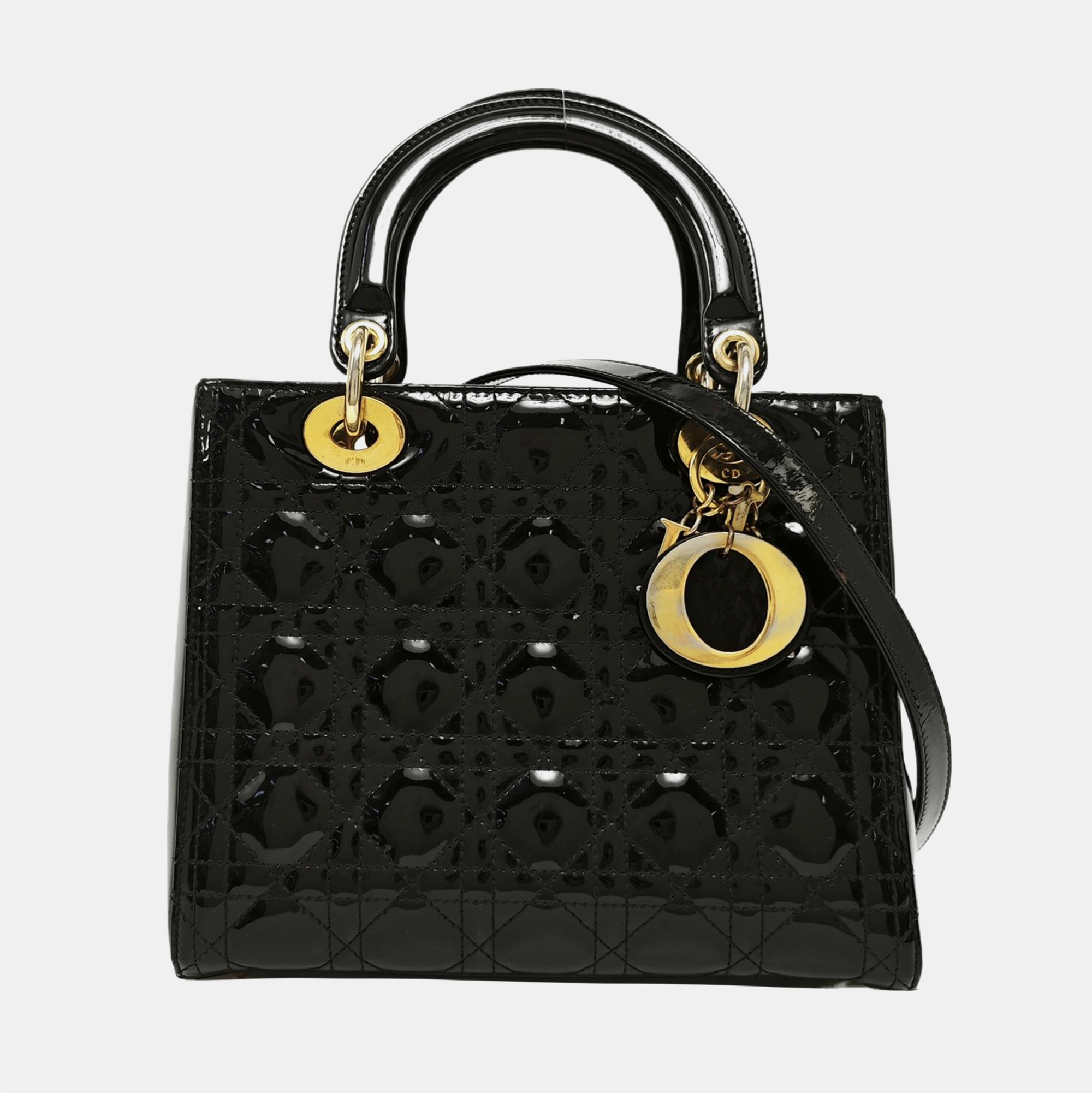 Lady Dior Medium Cannage Patent Leather Black