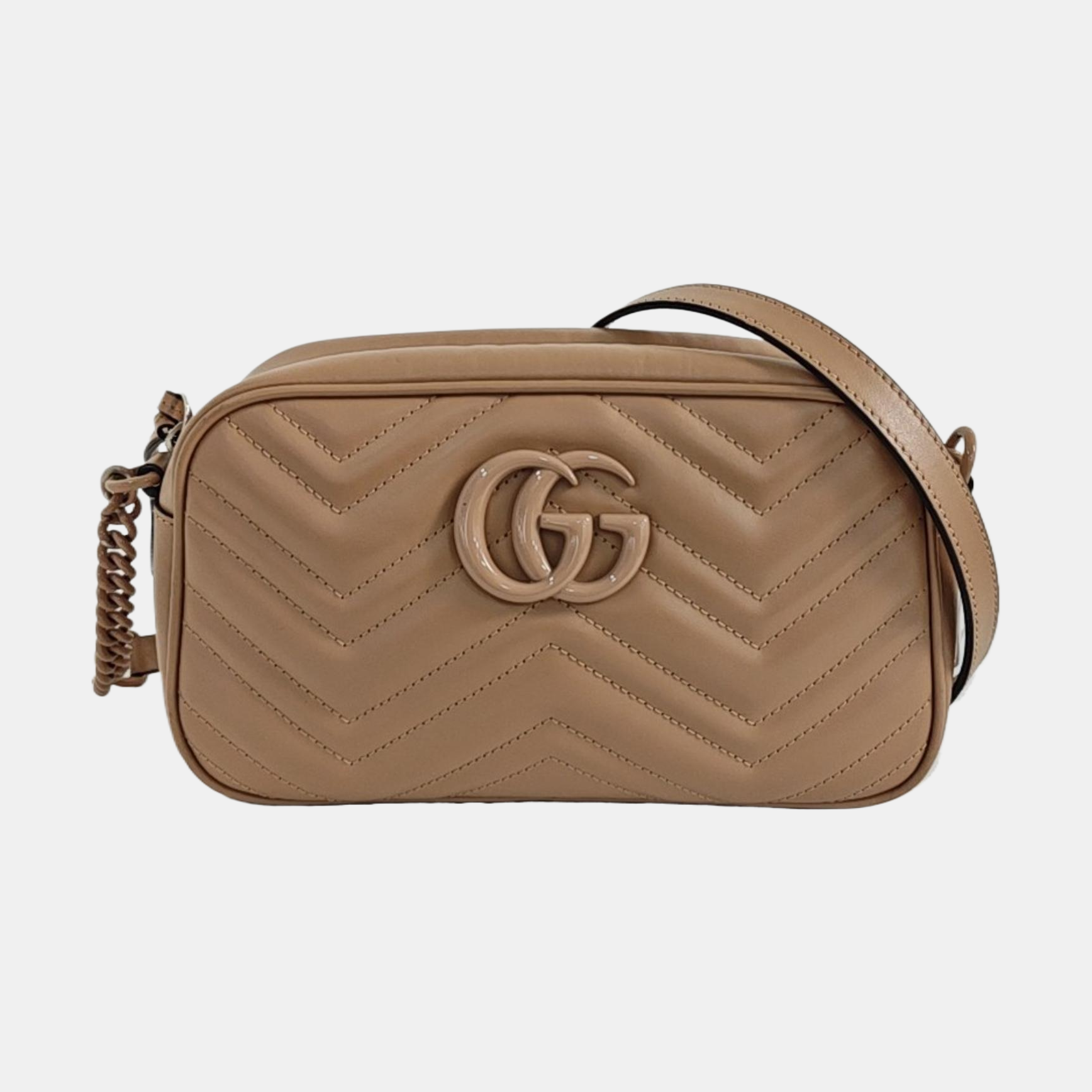 GG Marmont Small Quilted Calfskin Brown