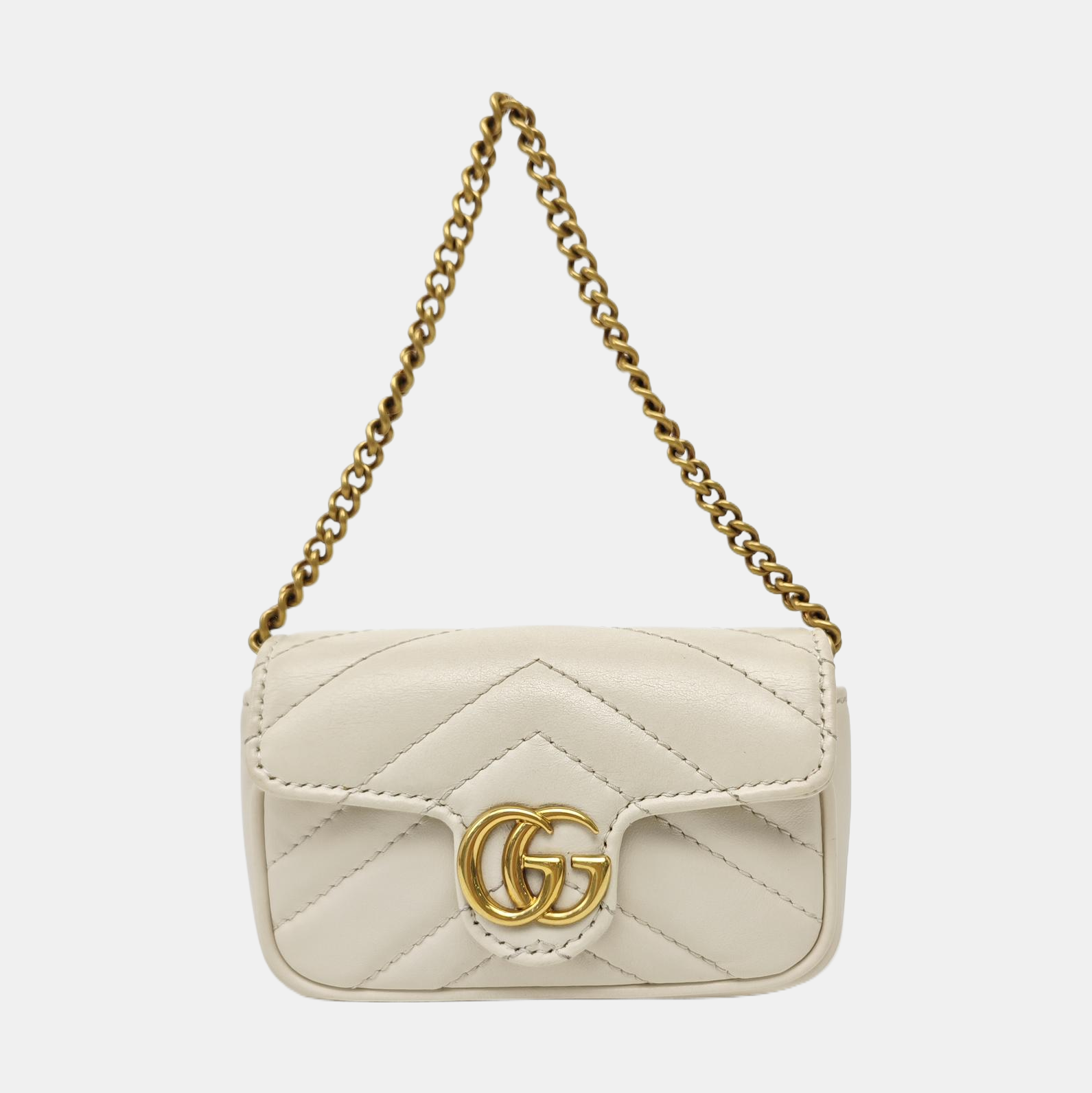 GG Marmont Super Mini Quilted Calfskin White