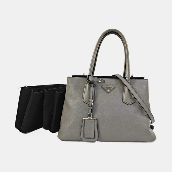 Double Medium Saffiano Calfskin Gray