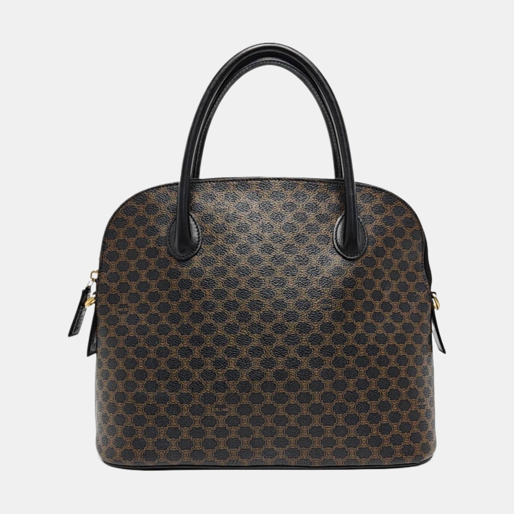 Coated Canvas Top Handle Bag Brown