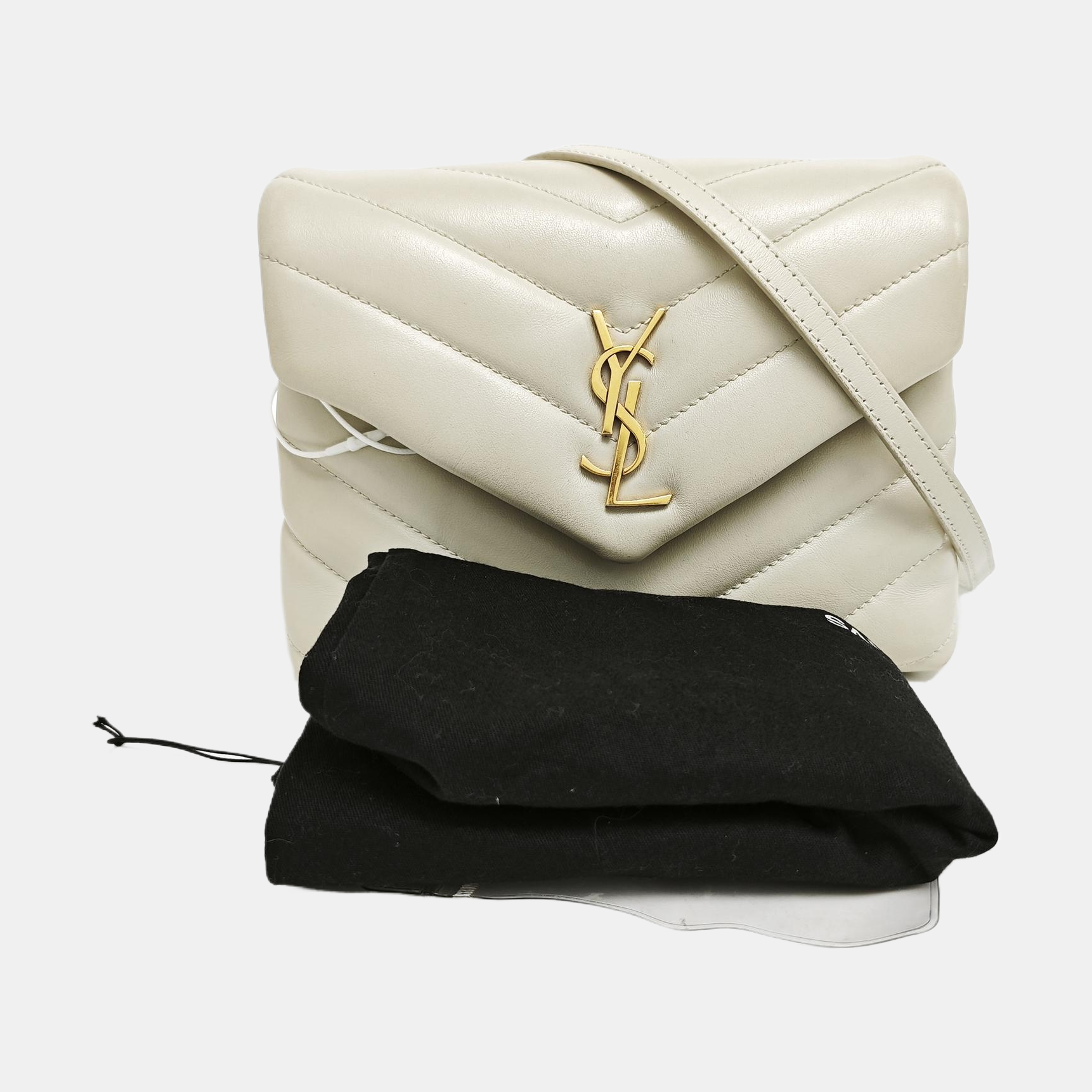 LOULOU Extra Small Chevron Calfskin White