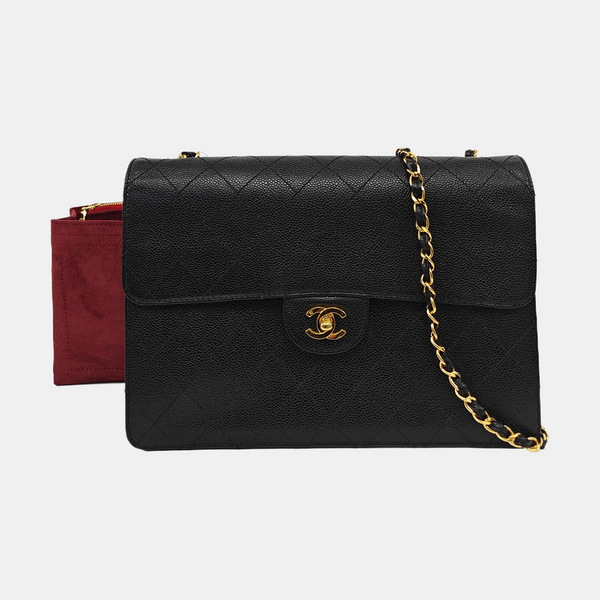 CLASSIC FLAP Jumbo Quilted Grained Calfskin Black