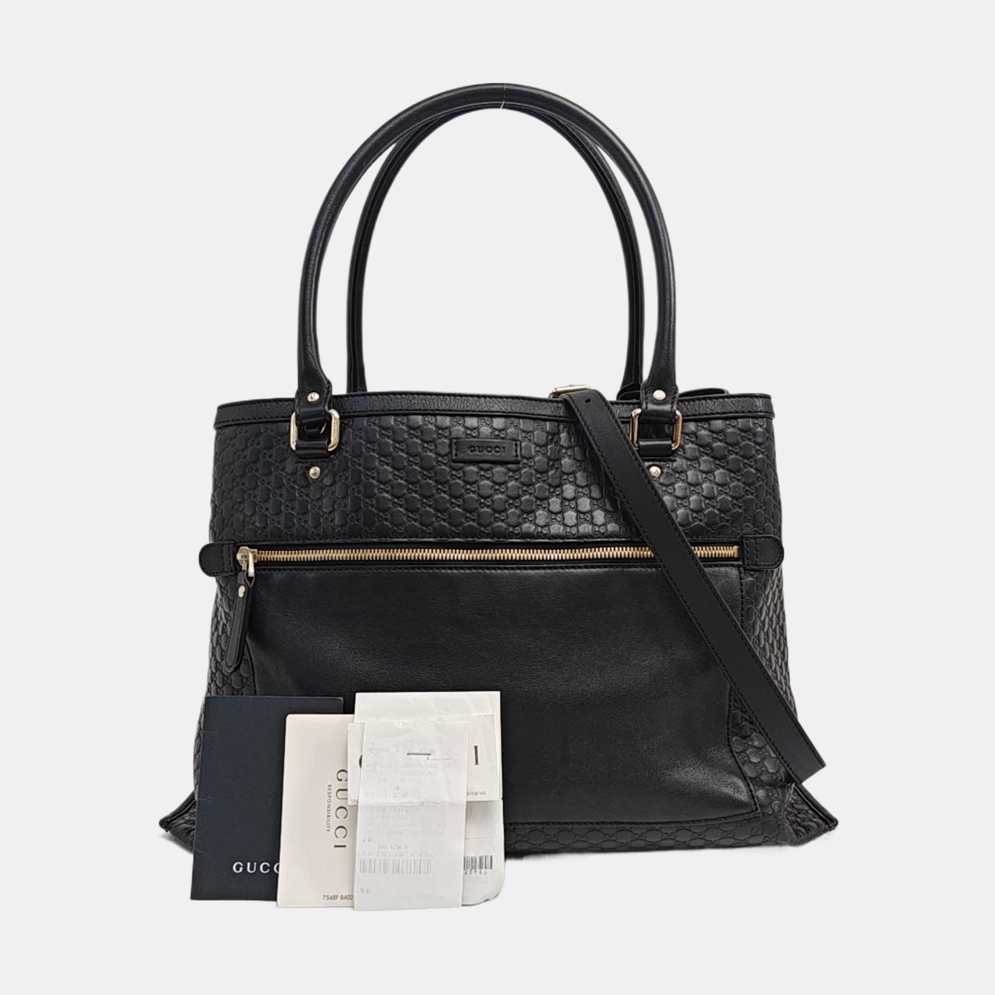 Monogram Calfskin Tote Bag Black