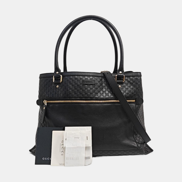 Monogram Calfskin Tote Bag Black