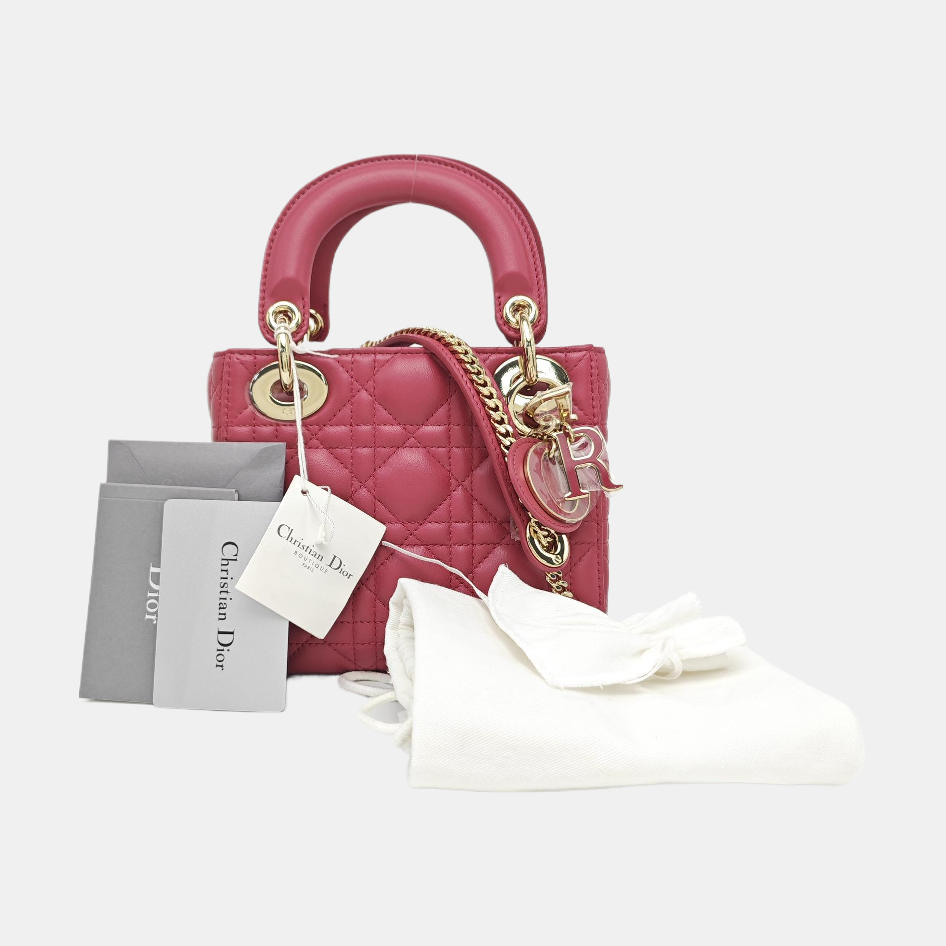 Lady Dior Mini Cannage Lambskin Red