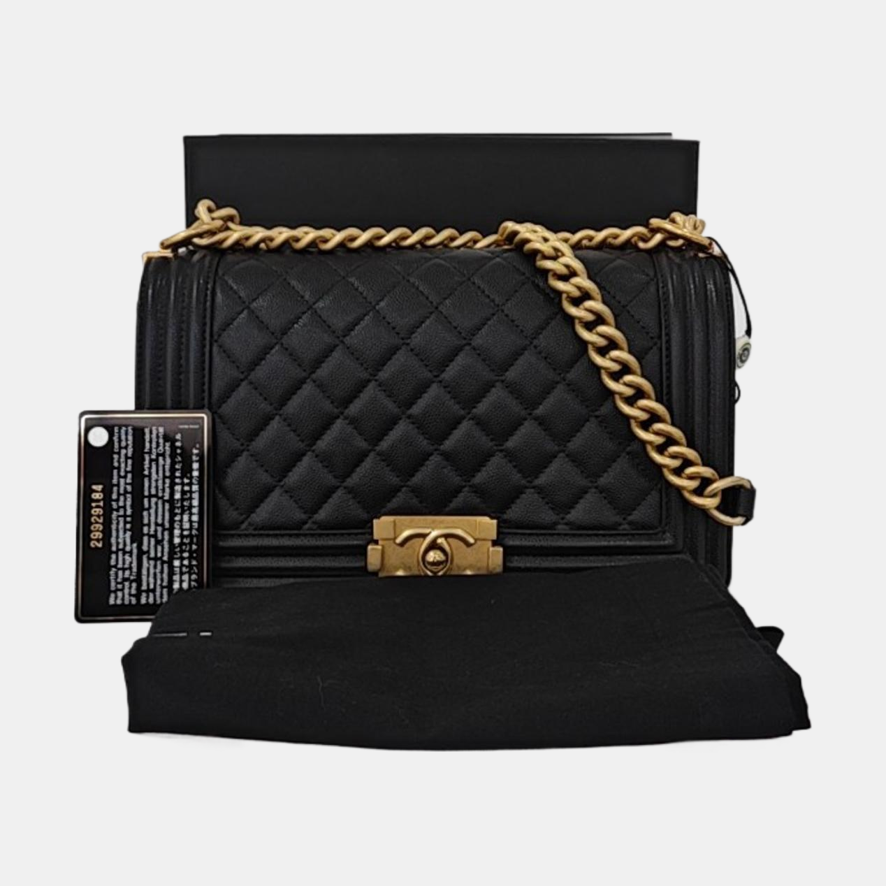 BOY CHANEL Medium Quilted Grained Calfskin Black