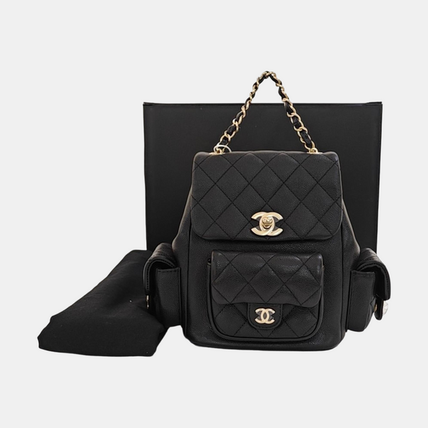 Small Quilted Grained Calfskin Black