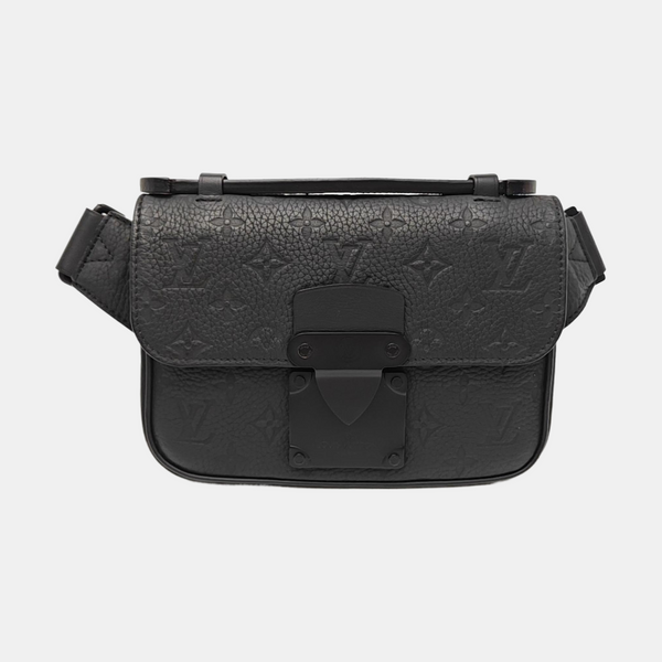 S LOCK Monogram Calfskin Black