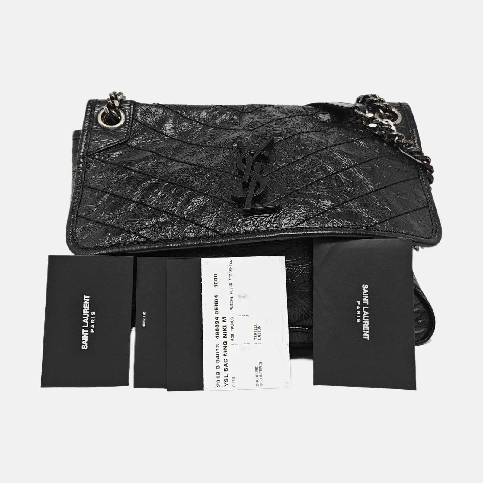 NIKI Medium Chevron Calfskin Black