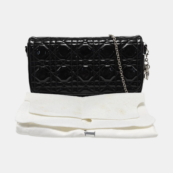 Lady Dior Small Cannage Patent Leather Black