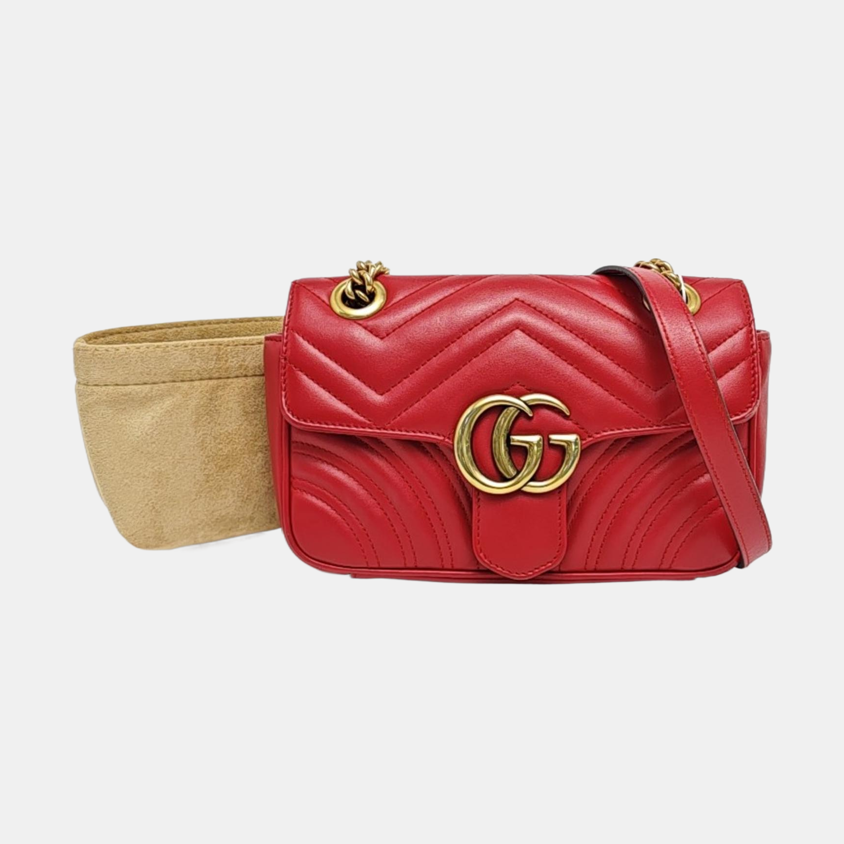 Authenticated pre-owned  GG Marmont Small Quilted Calfskin Red - Shoulder Bag at Looply