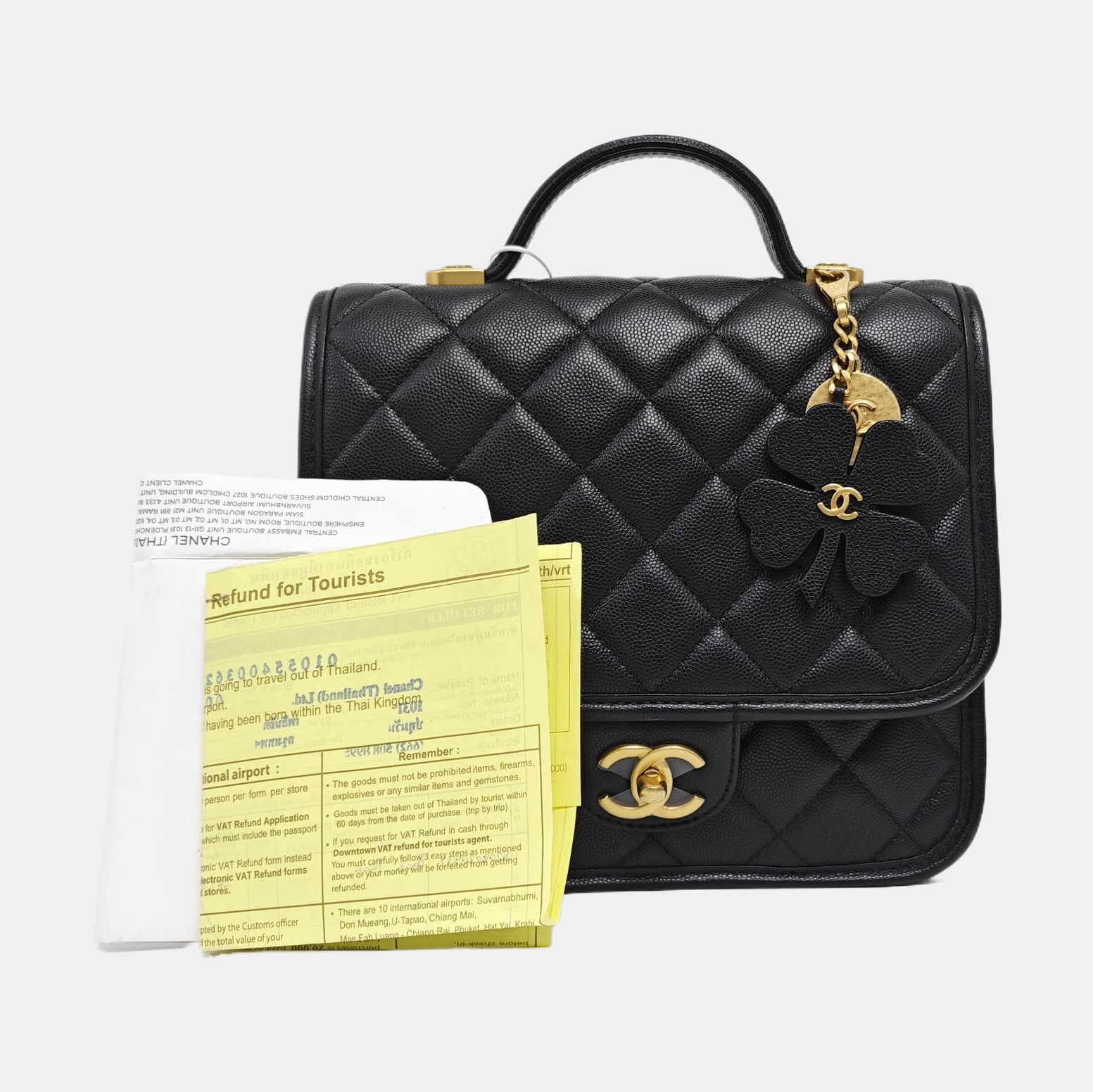 Quilted Grained Calfskin Backpack Black