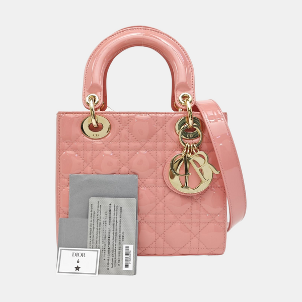Lady Dior Small Cannage Patent Leather Red