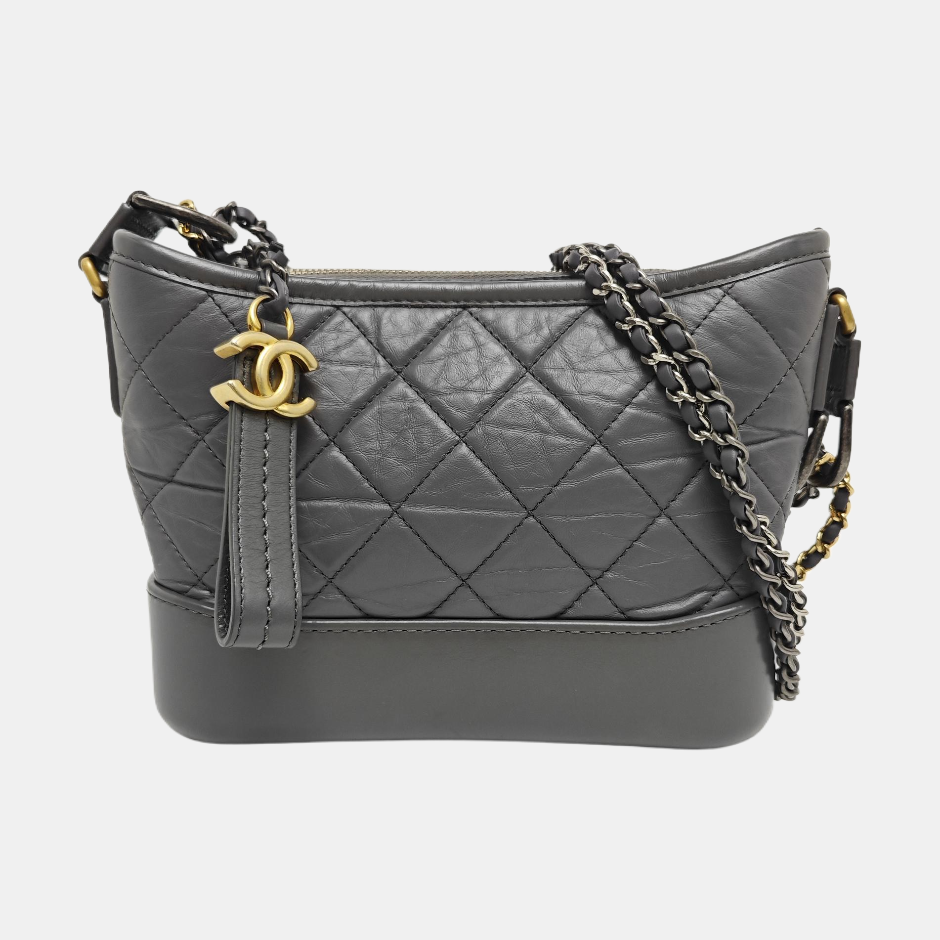 GABRIELLE Small Quilted Calfskin Gray
