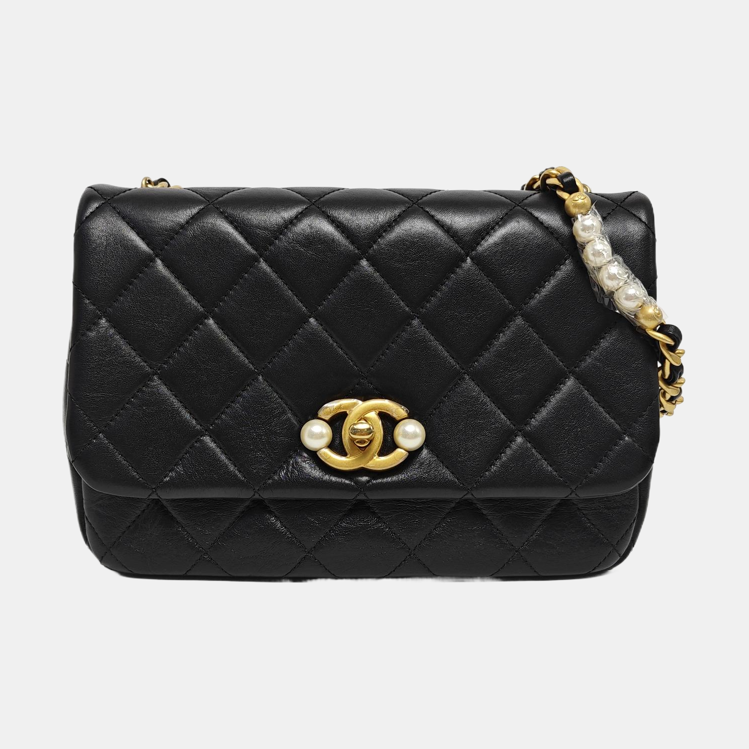 Quilted Calfskin Crossbody Bag Black