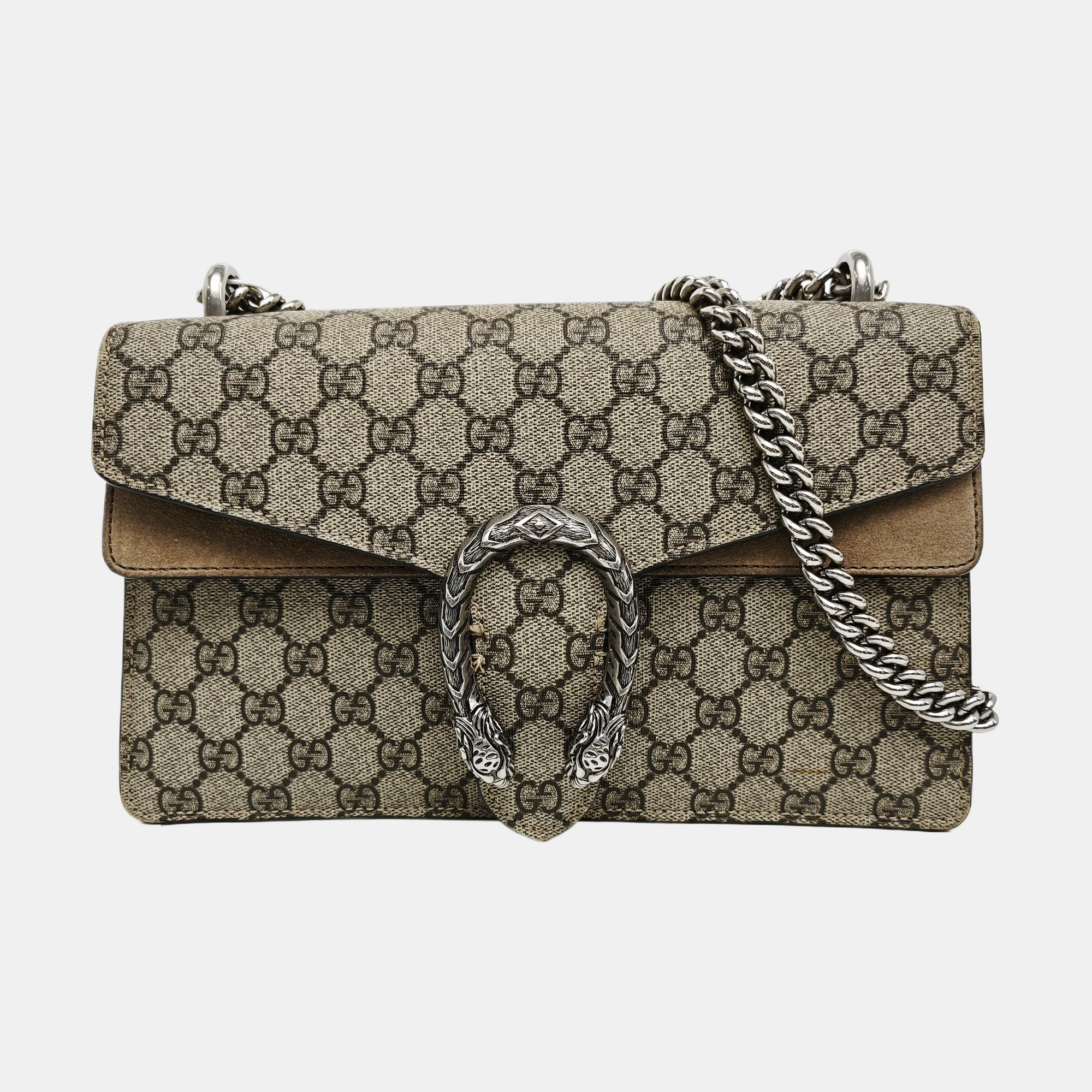 Dionysus Small Monogram Coated Canvas Beige