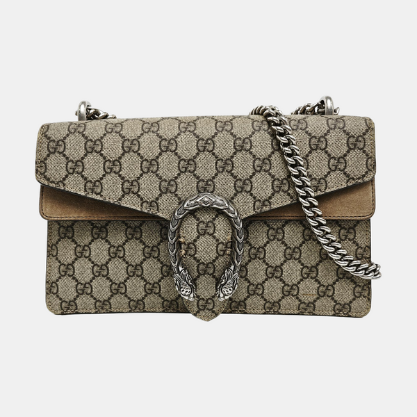 Dionysus Small Monogram Coated Canvas Beige