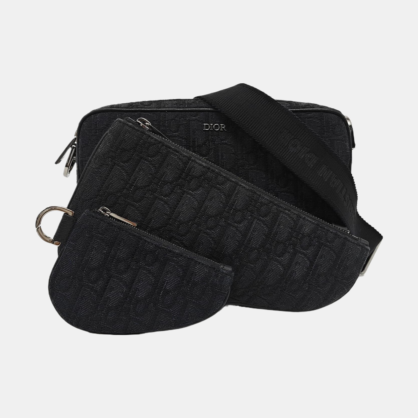 Saddle Medium Oblique Canvas Black