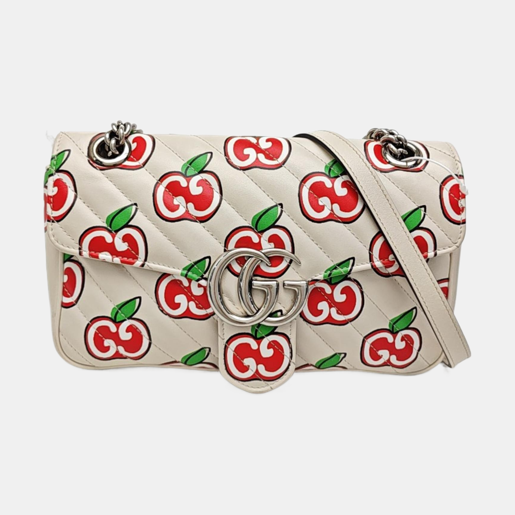 GG Marmont Medium Quilted Calfskin White