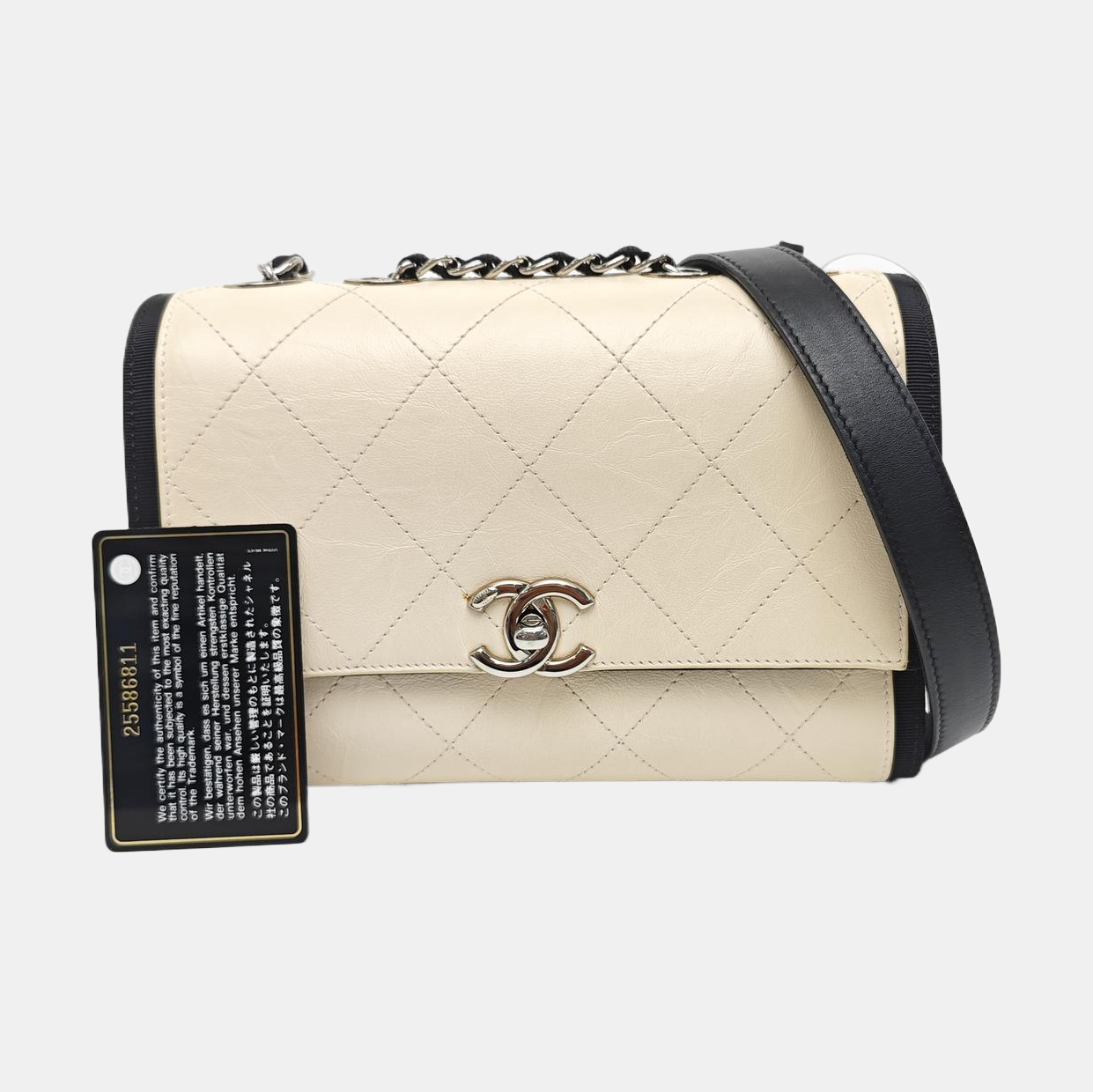 Quilted Calfskin Shoulder Bag Beige