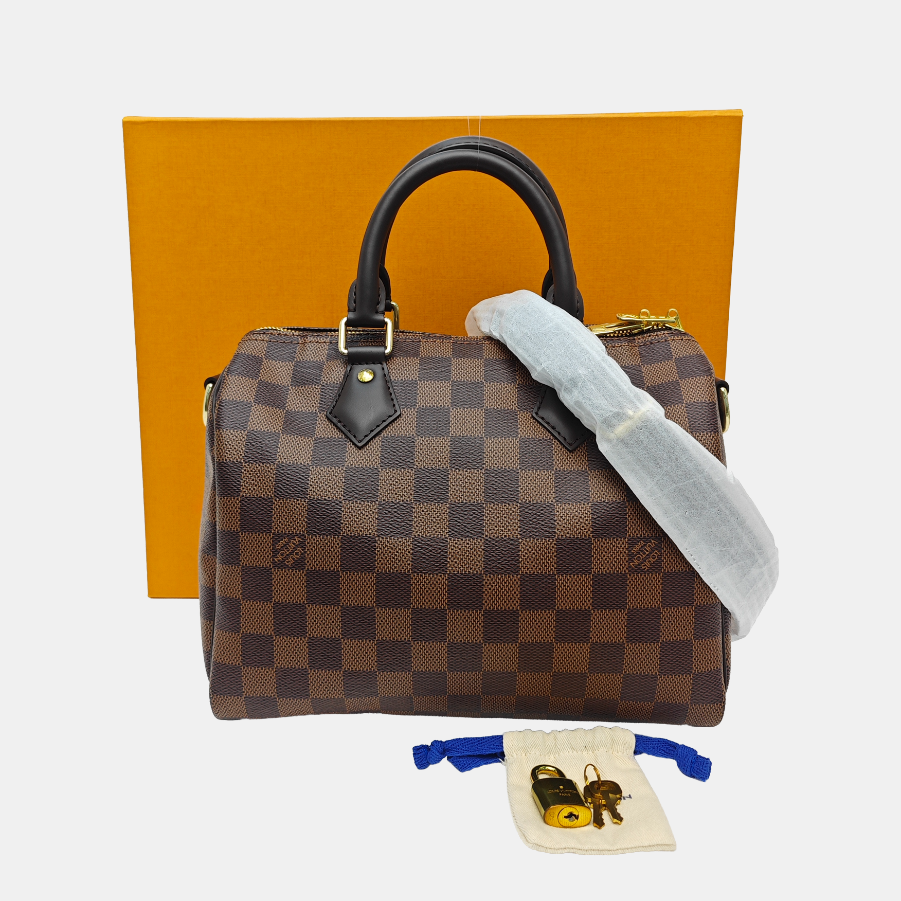 SPEEDY 25 Damier Ebene Coated Canvas Brown