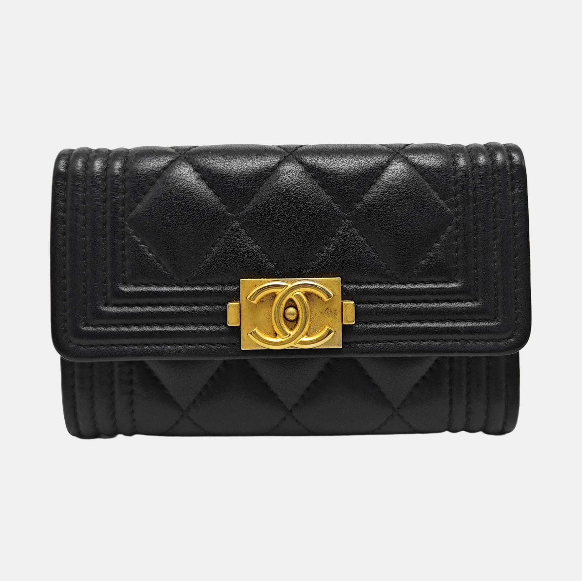BOY CHANEL Quilted Calfskin Black Wallet