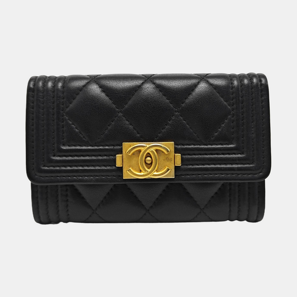 BOY CHANEL Quilted Calfskin Black Wallet