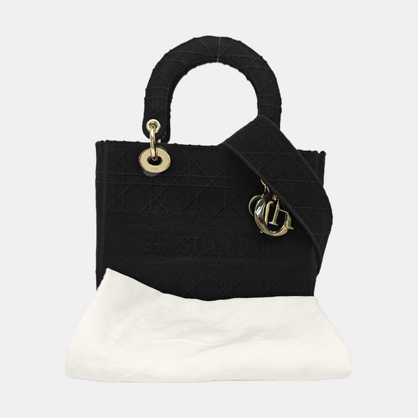 Lady D-Lite Medium Cannage Canvas Black
