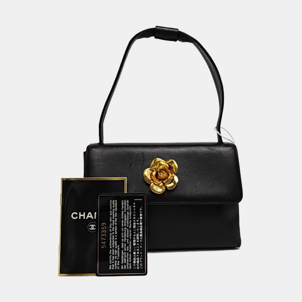 Lambskin Top Handle Bag Brown