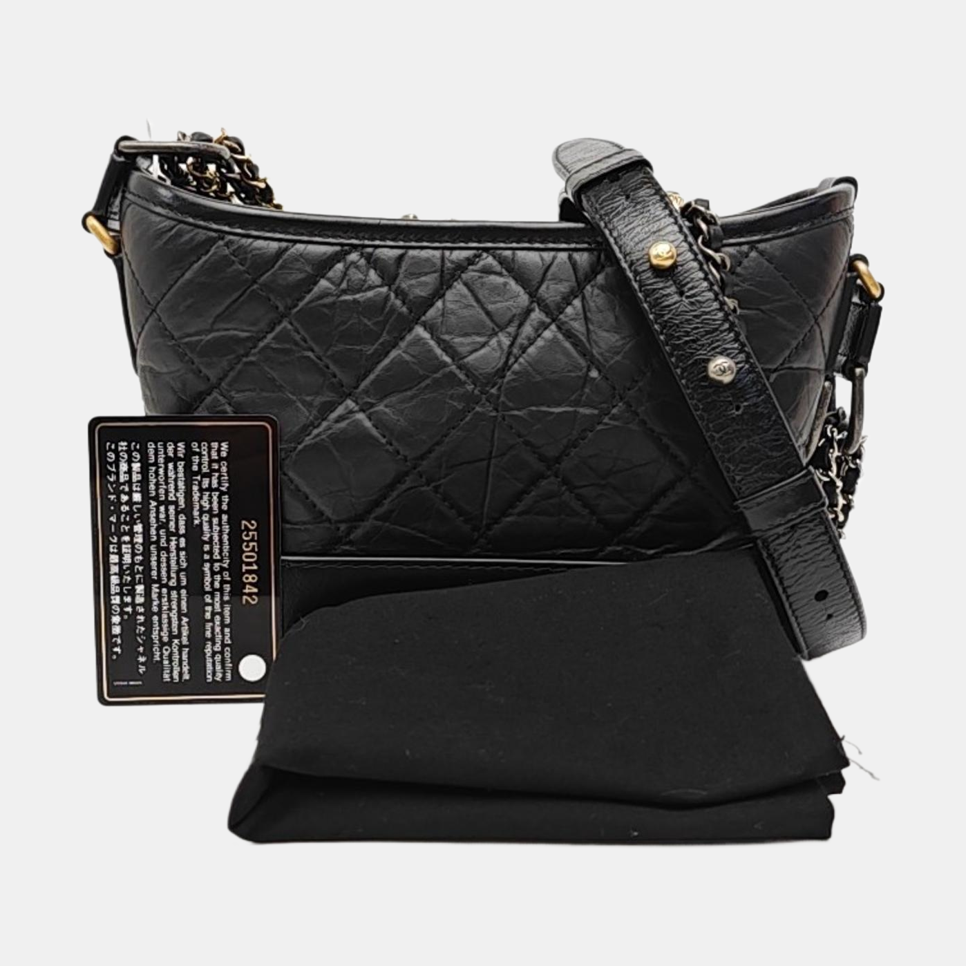 GABRIELLE Small Quilted Vintage Calf Black