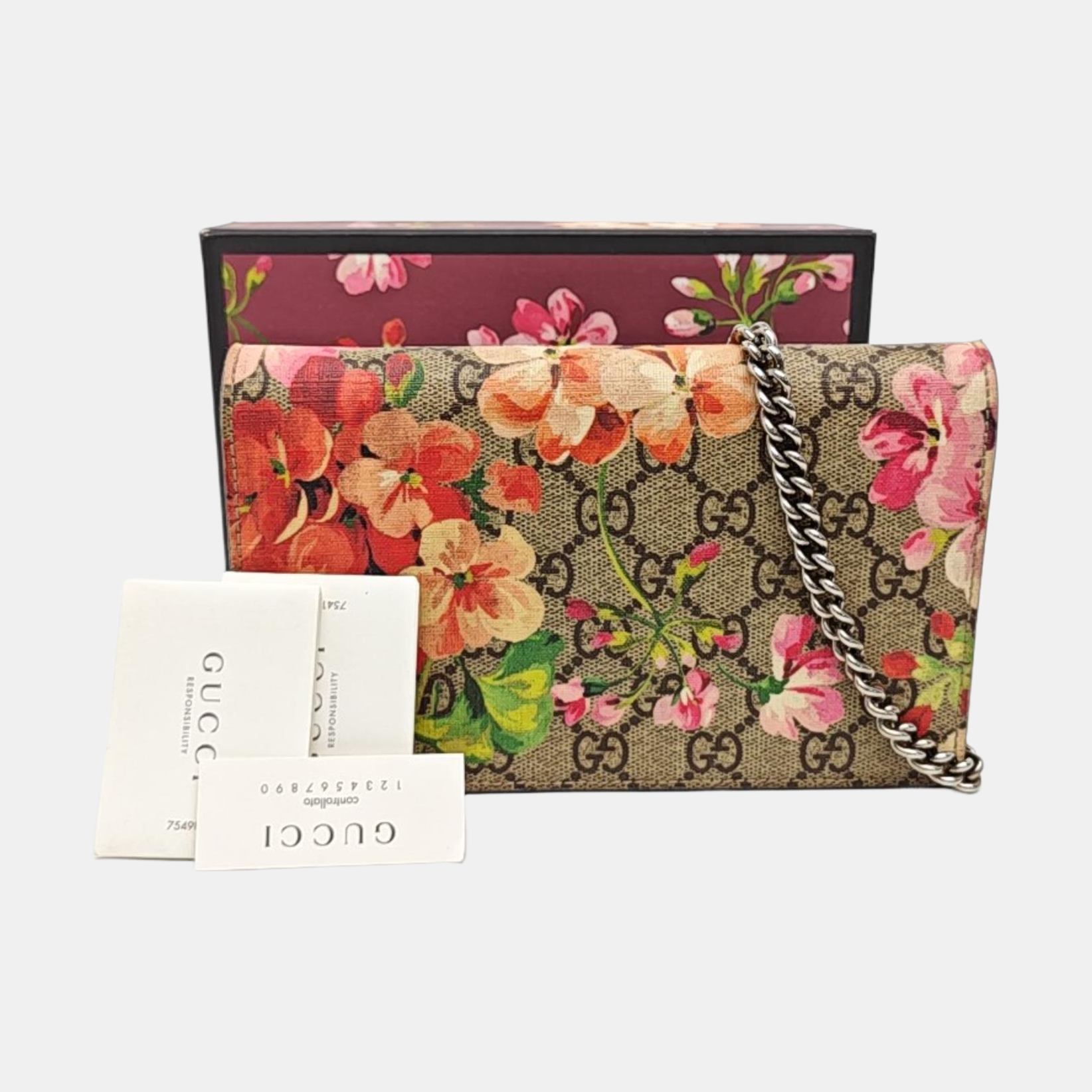 GG Blooms Monogram Coated Canvas Beige