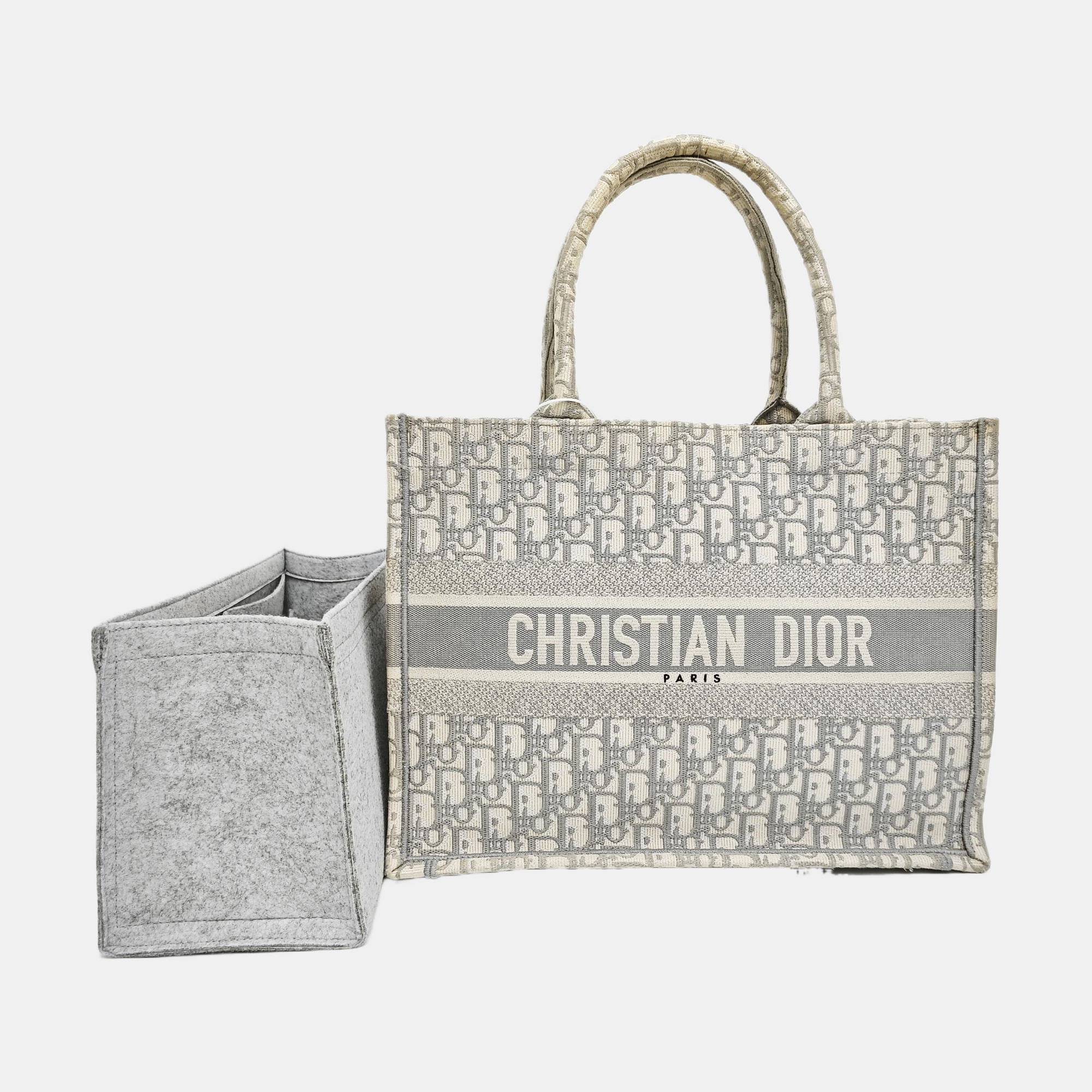Book Tote Medium Oblique Canvas White