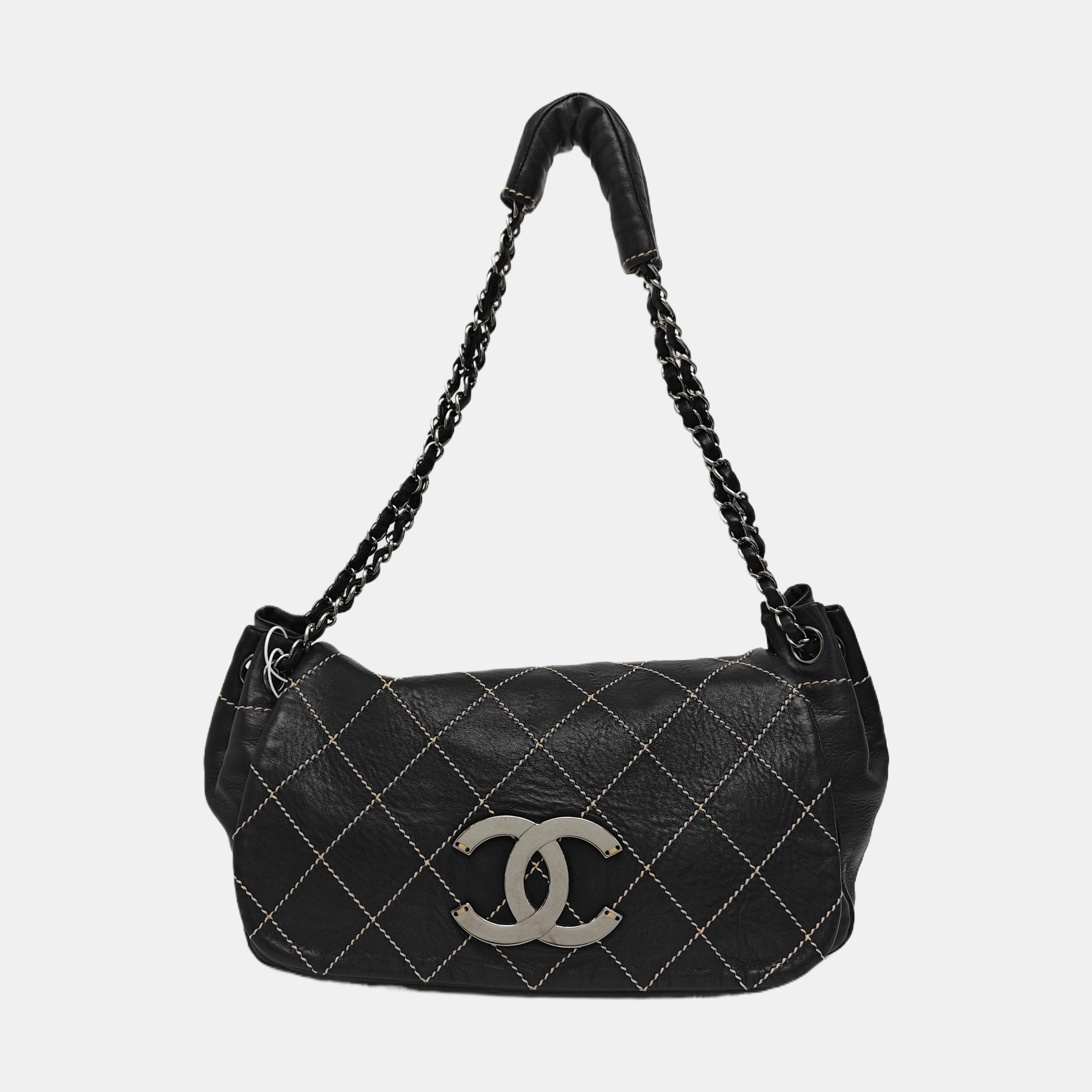 Quilted Lambskin Shoulder Bag Black