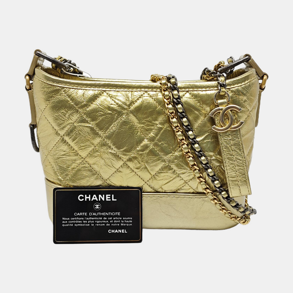 GABRIELLE Small Quilted Calfskin Gold