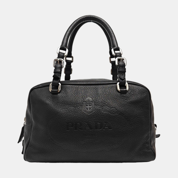 Calfskin Top Handle Bag Black