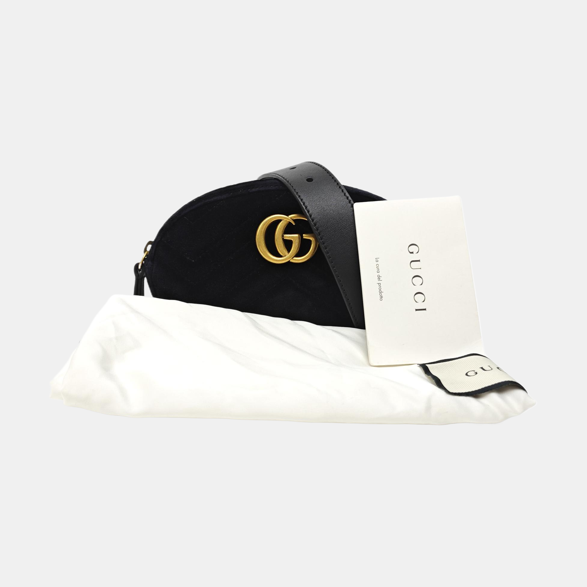 GG Marmont Super Mini Quilted Velvet Black