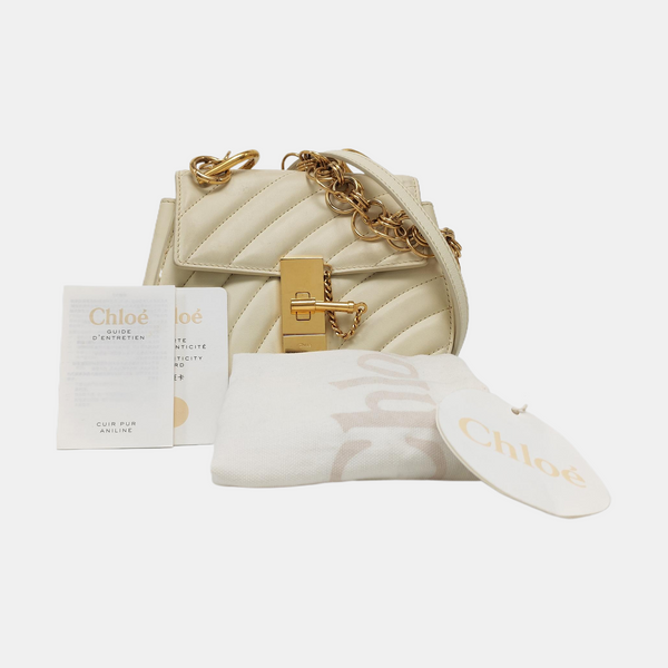 Drew Mini Quilted Calfskin White