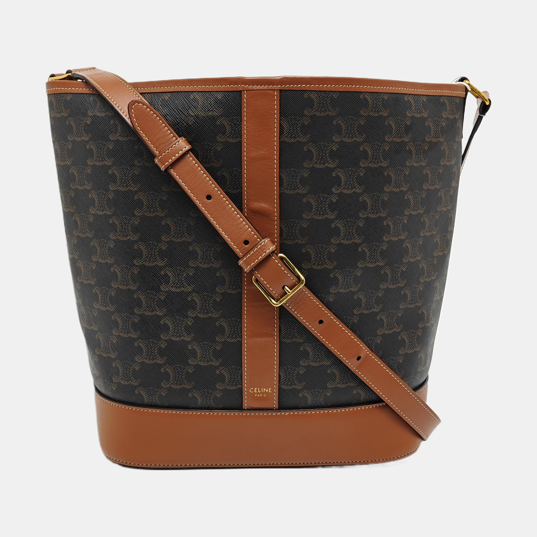 Authenticated pre-owned  TRIOMPHE CANVAS Medium Coated Canvas Yellow - Bucket Bag at Looply