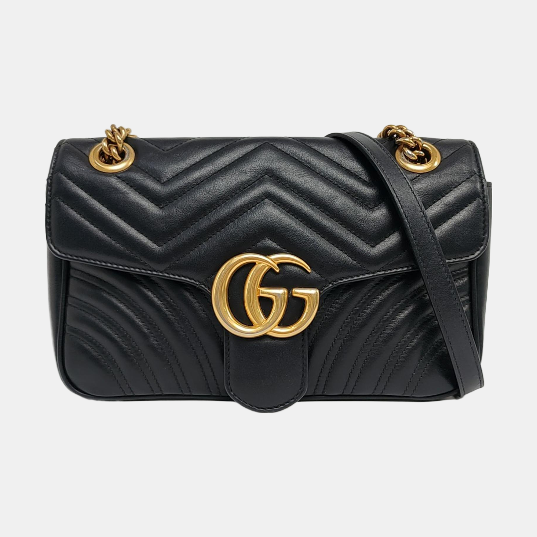 GG Marmont Medium Quilted Calfskin Black