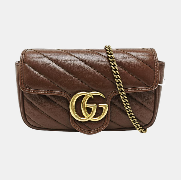 GG Marmont Mini Quilted Calfskin Brown