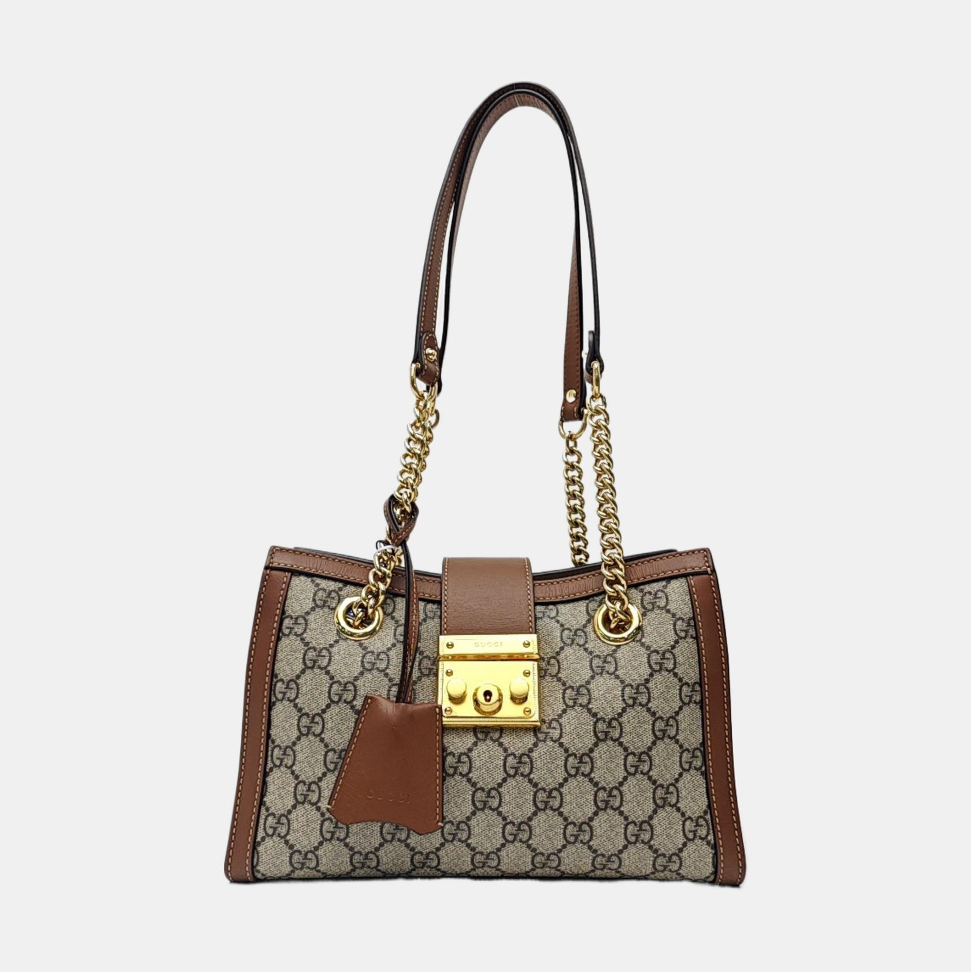Padlock Small Monogram Coated Canvas Beige