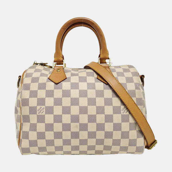 SPEEDY 25 Damier Azur Coated Canvas White