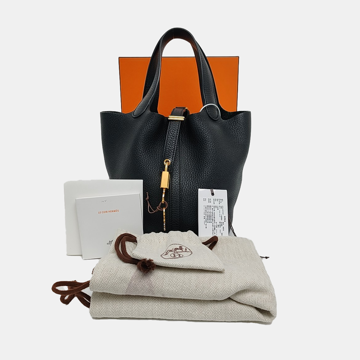 Authenticated pre-owned  Picotin Lock Clemence Black - Bucket Bag at Looply